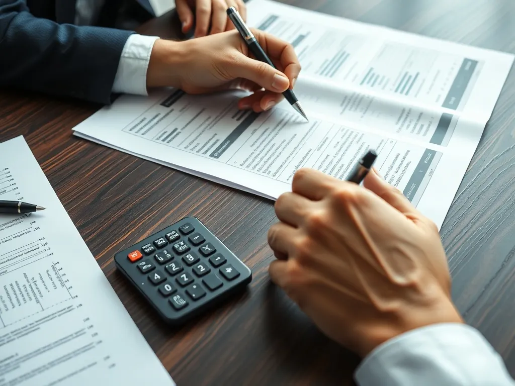 Close up of professional hands reviewing technical financial